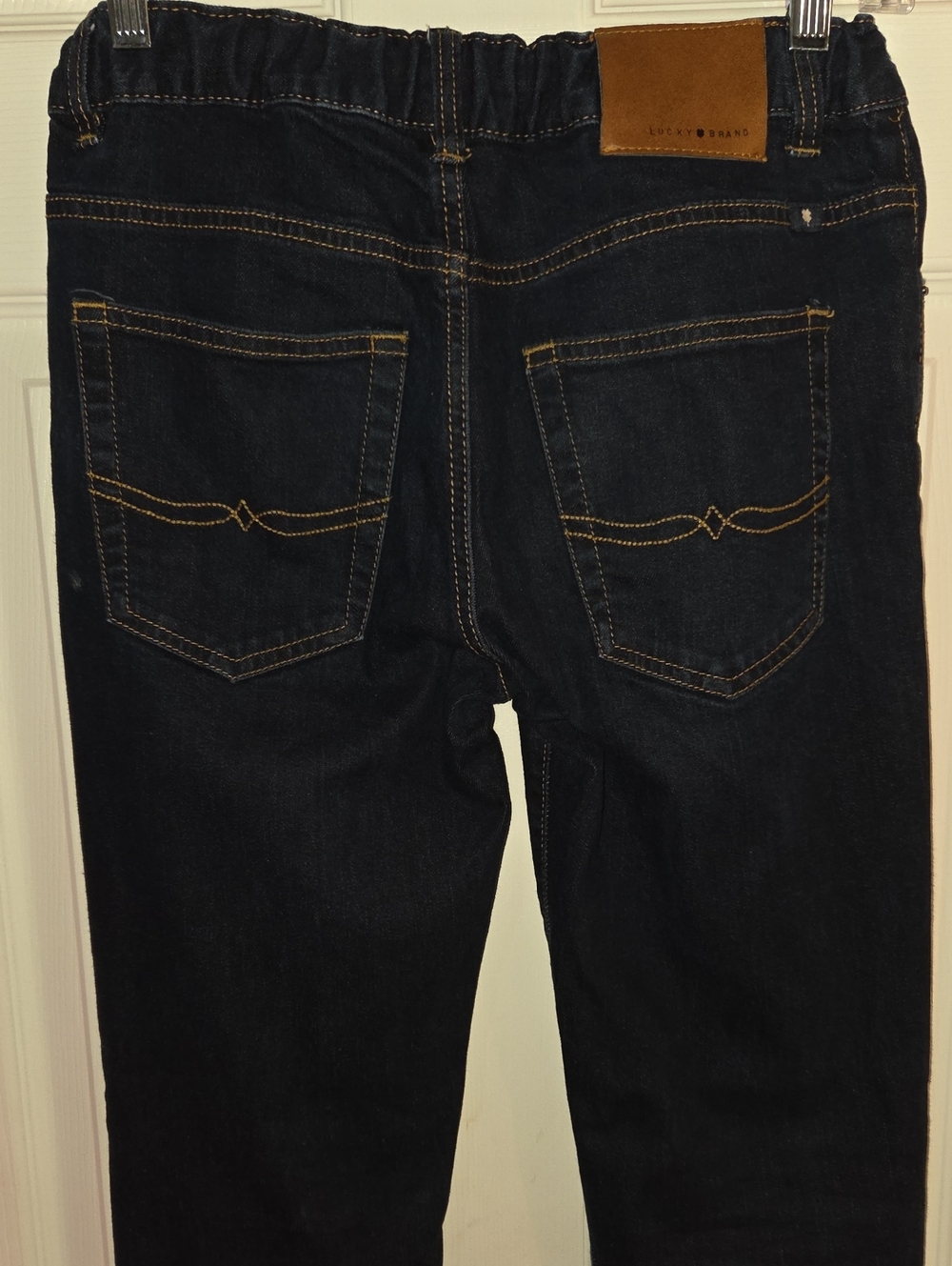 Lucky Brand Dark Blue Skinny Jeans with Elastic Waistband Womans Size 16/27L